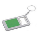 Key Tag/Bottle Opener/White LED - Green - 2-7/8" Rectangle